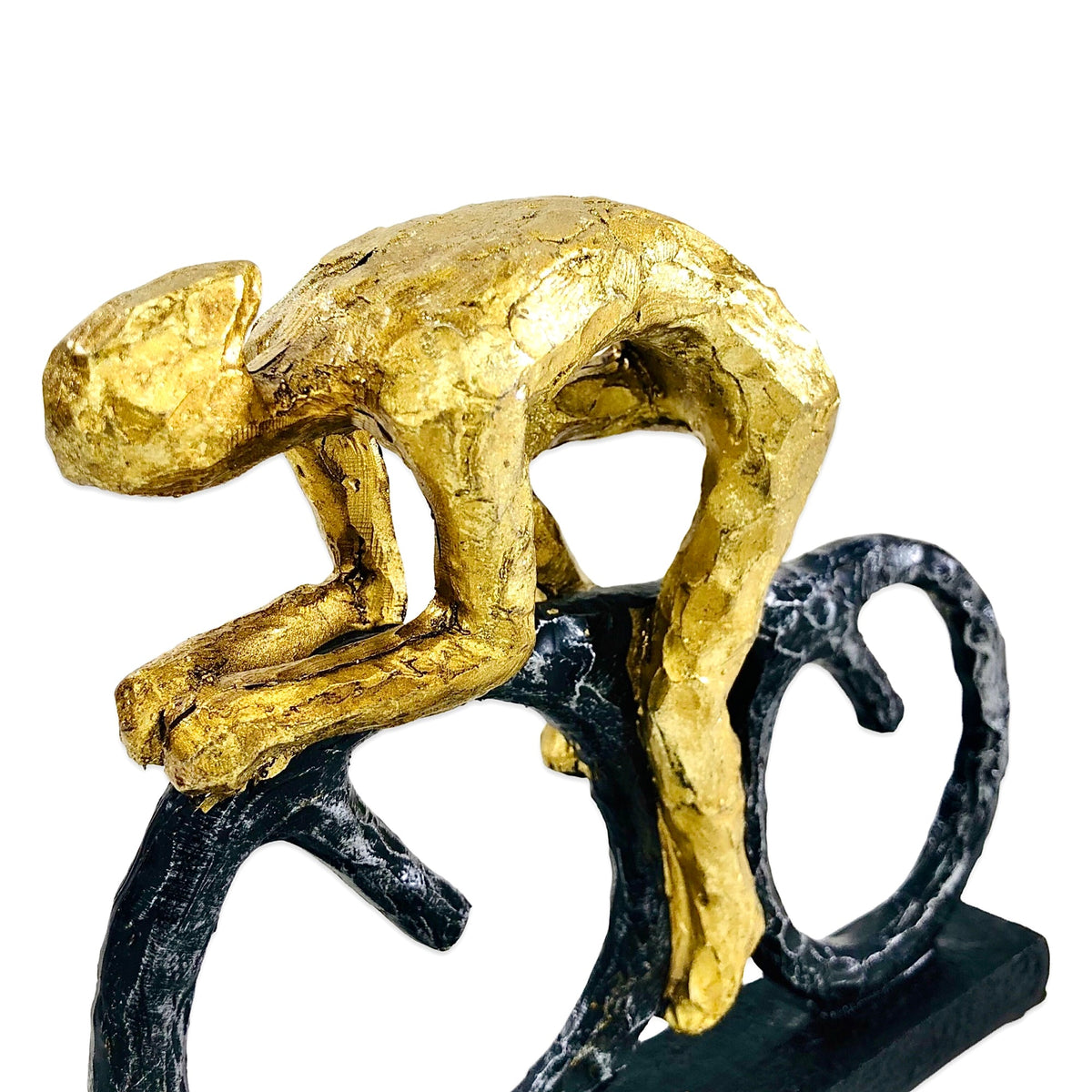 Gold Man Cycling Statue | Figurine | Home Décor