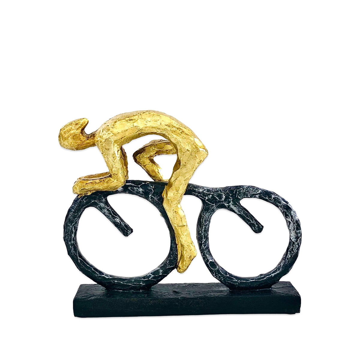 Gold Man Cycling Statue | Figurine | Home Décor