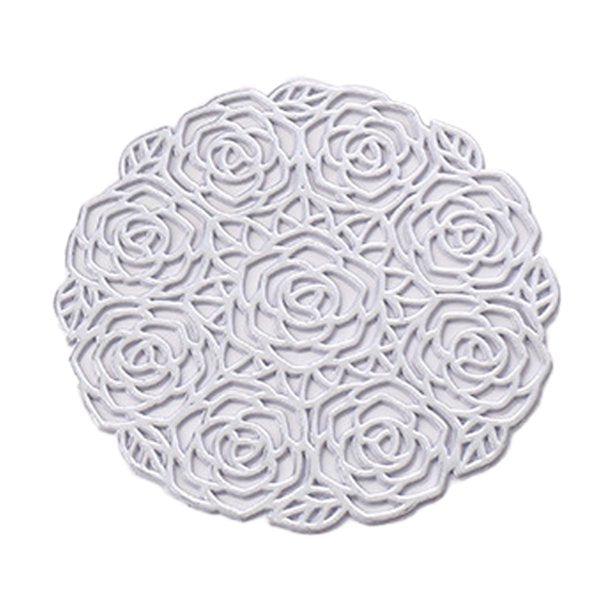 Rose Cut-out Non Slip PVC Drink Coasters | Set of 6 - HomeHatchpk