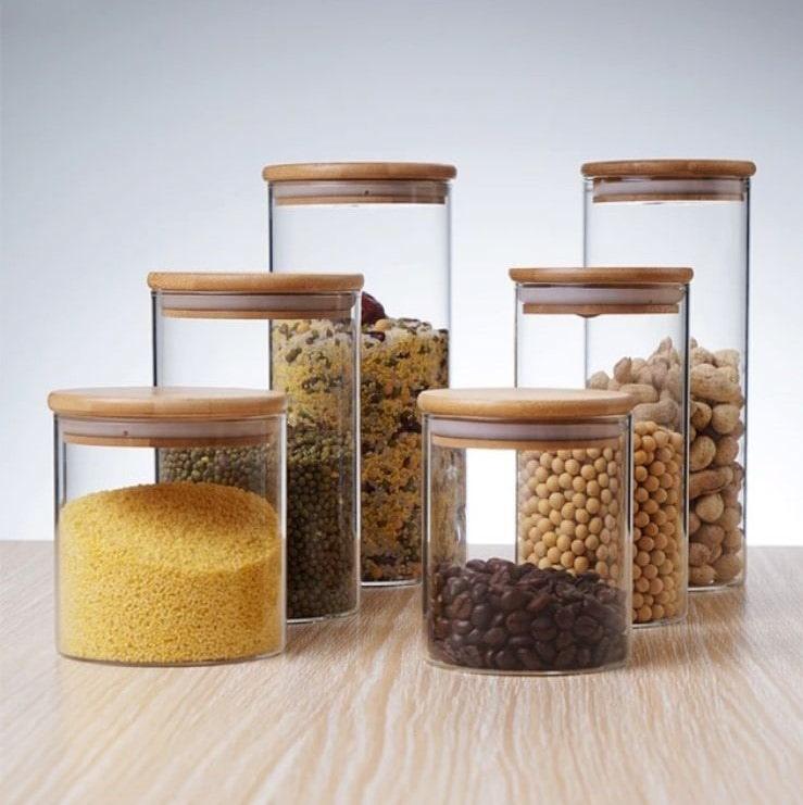 Bamboo Lid Airtight Glass Storage Containers/Jars - HomeHatchpk