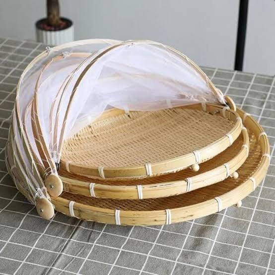 Round Handmade Bamboo Tent Basket - HomeHatchpk