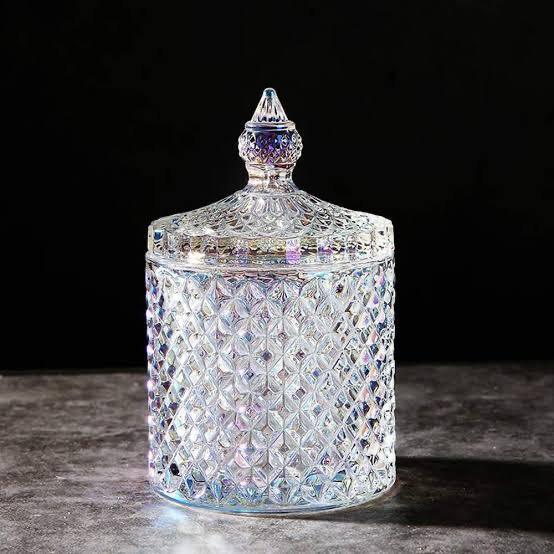 Crystal Glass Candy Jar With Lid | Home Decor - HomeHatchpk