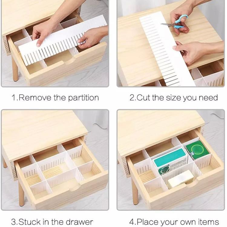 AdjustableDrawer Separator | Drawer Organizer - 4 Pcs - HomeHatchpk