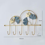 Gold And Turquoise Leaf Multiple Wall Hanging Hooks - HomeHatchpk