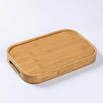 Bamboo Rectangular Serving Tray With Handle - Set of 3 - HomeHatchpk