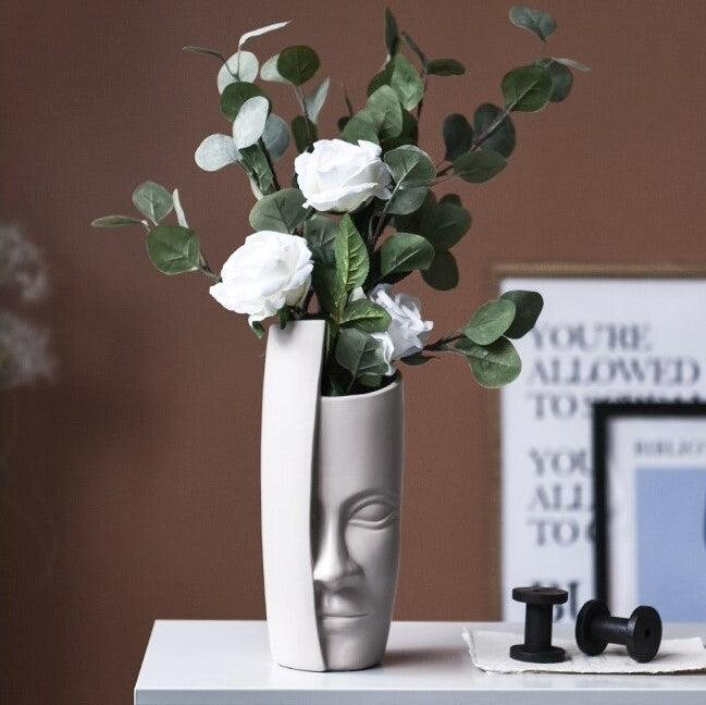 Minimalistic Ceramic Half Face Vase - HomeHatchpk