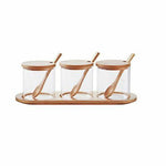 3pcs Seasoning Bamboo Lid Jar Set With Wooden Spoon and Tray - HomeHatchpk