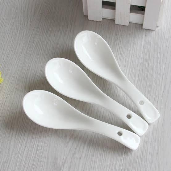 6 Pcs Porcelain White Ceramic ChineseSoup Spoon | Tableware - HomeHatchpk