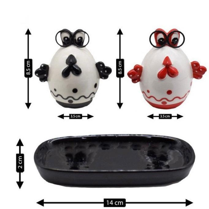 Hen Egg Design Salt and Pepper Shaker Set with Tray - HomeHatchpk