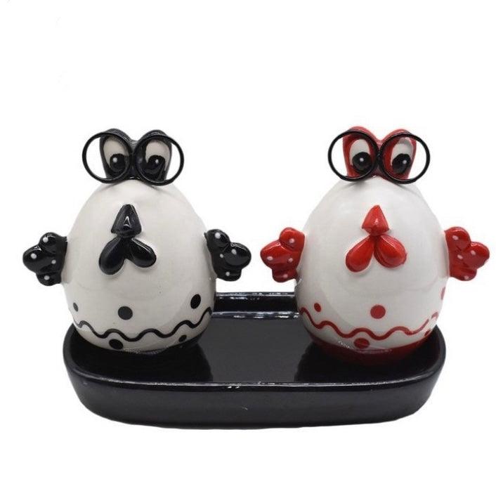 Hen Egg Design Salt and Pepper Shaker Set with Tray - HomeHatchpk