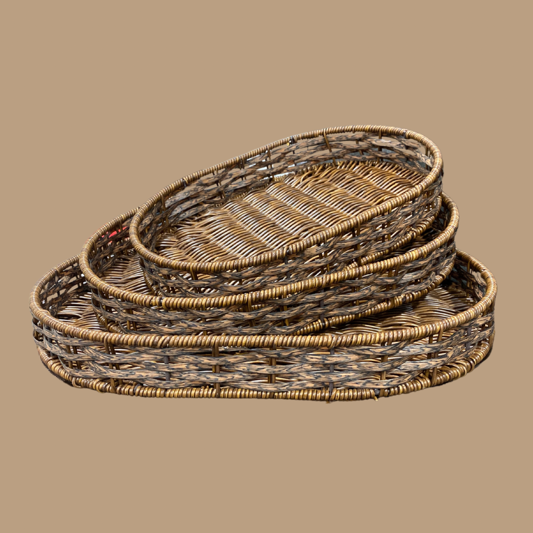 Wicker Nested Basket Set of 3 | Braided Trays