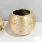 Brushed Golden Vase Round Flower Pot