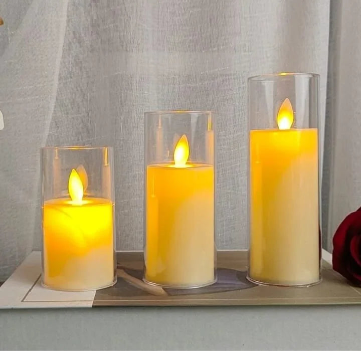 Led Flame Design Cylindrical Candle