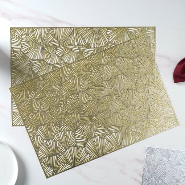 Golden Floral Table Mats | Placemats
