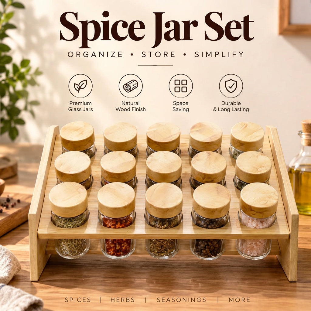 15 piece glass spice jar set, glass spice jars with bamboo rack, kitchen masala organizer, bamboo spice rack, glass masala jar set, spice storage organizer, kitchen spice jar set, transparent glass spice jars, countertop spice organizer, masala storage jars, bamboo kitchen organizer, spice jars with stand, modern kitchen spice rack, kitchen storage jars, seasoning jar set, spice rack Pakistan, masala organizer Pakistan, glass spice jars Pakistan, bamboo spice rack Pakistan, kitchen organizers online Pakista