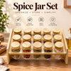 15-Piece Glass Spice Jar Set with Bamboo Rack – Kitchen Masala Storage Organizer