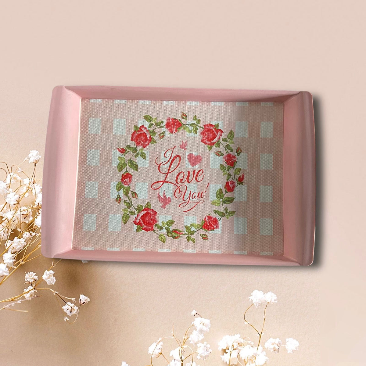 Pink Plastic Serving Tray | Décor Tray - Home Hatch