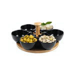 Appetizer Serving Bowls with Rotating Bamboo Tray - 6 Bowls - Home Hatch