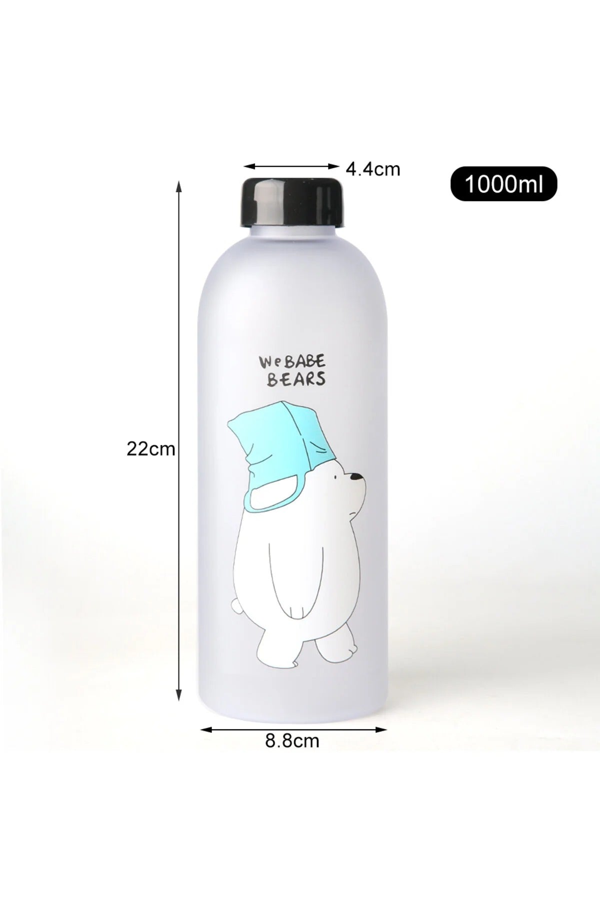 2-in-1 ‘We Babe Bears’ Frosted Plastic Water Bottle with Cap & Straw – 1000ml