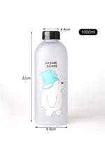 2-in-1 ‘We Babe Bears’ Frosted Plastic Water Bottle with Cap & Straw – 1000ml