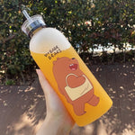 2-in-1 ‘We Babe Bears’ Frosted Plastic Water Bottle with Cap & Straw – 1000ml