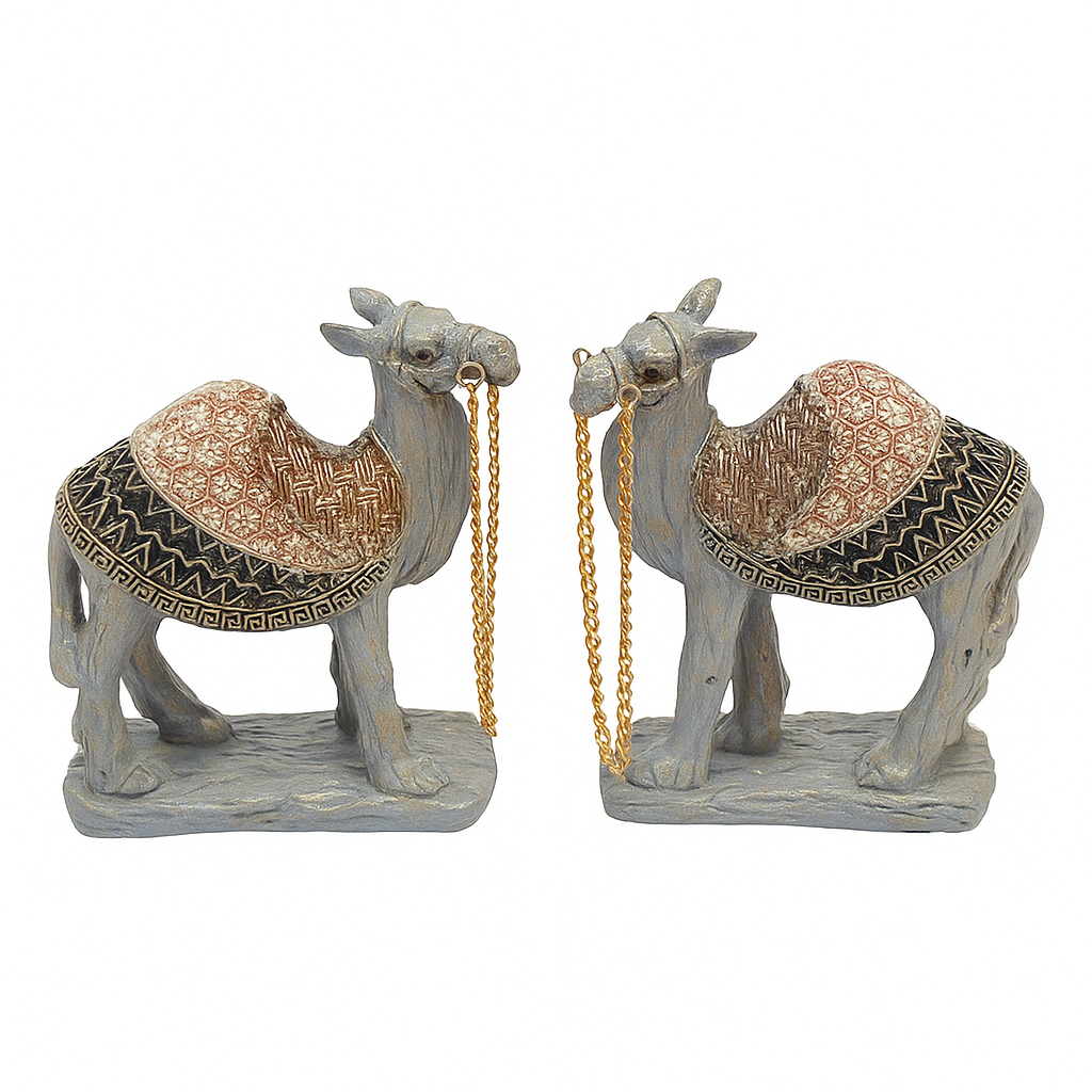 Decorative Camel Figurine – Handcrafted Statue with Colorful Saddle