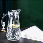 Delisoga Textured Glass Water Jug with Lid | Premium Serving Pitcher - Home Hatch