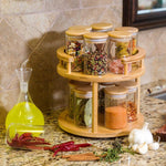 2 Tier Rotating Bamboo Spice Kitchen Storage Organizer