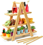 3-Tier Bamboo Serving Tray Stand – Multi-Purpose Dessert & Snack Display