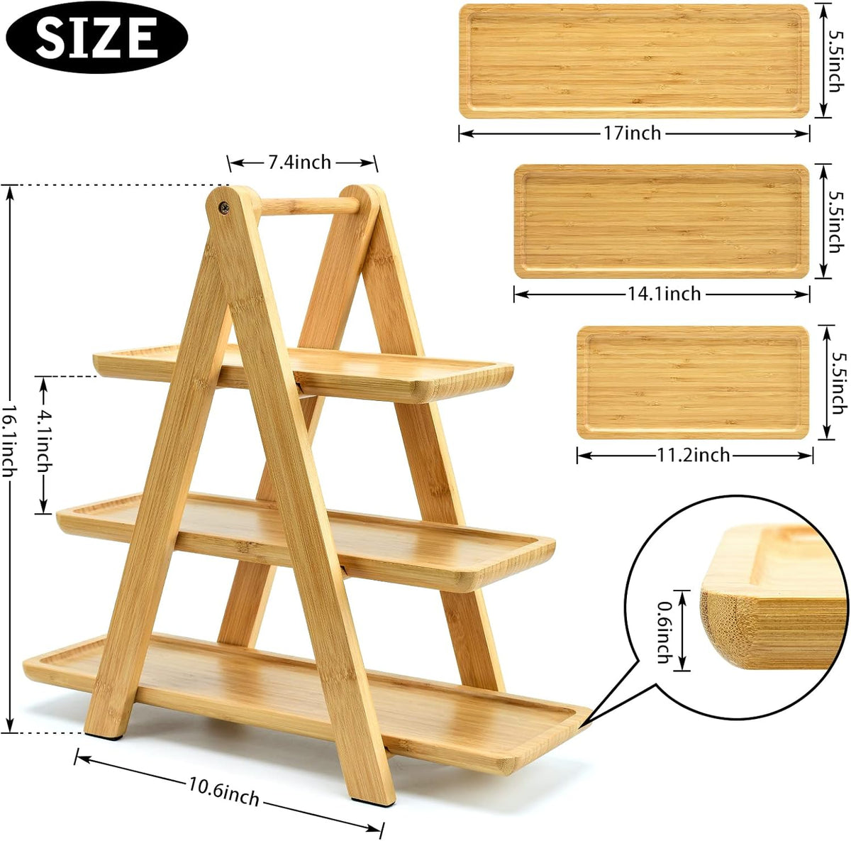 3-Tier Bamboo Serving Tray Stand – Multi-Purpose Dessert & Snack Display