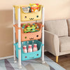 3-Tier Kids Storage Rack with Wheels – Multi-Color Toy & Book Organiser