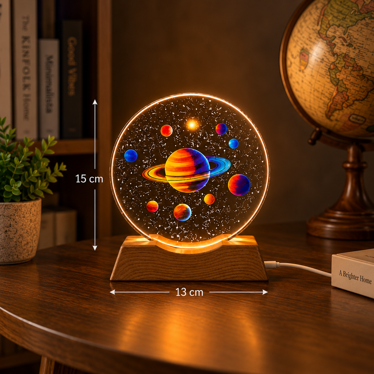 3D solar system crystal ballsolar system night lampcrystal ball night lampplanet lampUSB powered night lampsolar system lampcrystal planet lampbedroom night lampspace themed lampsolar system lamp Pakistan3D Solar System Crystal Ball Night Lamp with illuminated planet design, wooden base and USB power for bedroom and home décor.