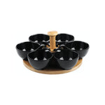 Appetizer Serving Bowls with Rotating Bamboo Tray - 6 Bowls - Home Hatch