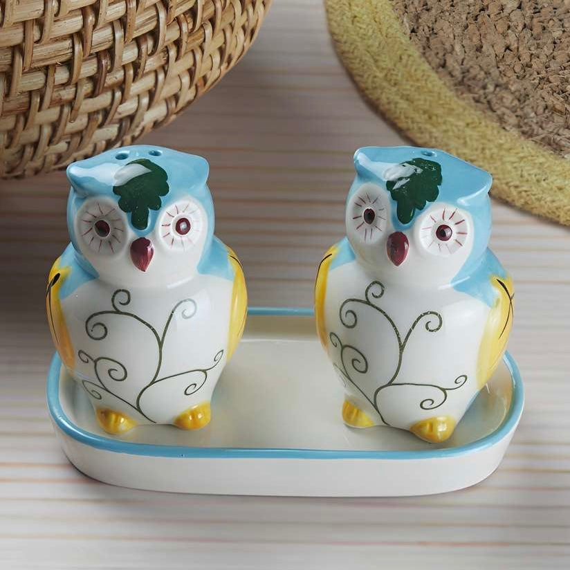 کھانے کی میز کے لیے ٹرے کے ساتھ فوڈ ڈیزائن نمک اور مرچ شیکرز | باورچی خانے کے لوازمات