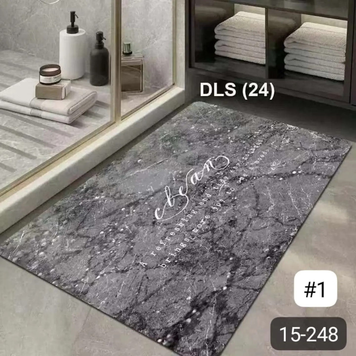 Rectangular Marble Pattern Quick Dry Absorbent Anti-slip Bathroom Door Mat