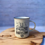 Barcelona Skyline Enamel Coffee Mugs