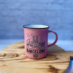 Barcelona Skyline Enamel Coffee Mugs