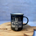 Barcelona Skyline Enamel Coffee Mugs