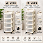 4 & 5-Tier Rolling Storage Cart with Drawers | Multipurpose Organizer on Wheels for Home, Office & Beauty Storage