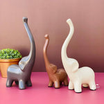 3-Pcs Exquisite Ceramic Elephant Family Statues Set