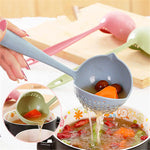 2 In 1 Long Handle Soup Spoon | Home Strainer | Cooking Colander | Kitchen Scoop Plastic Ladle Tableware Sifter