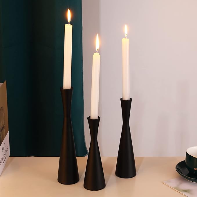 Black Taper Candle Stick Holders Set of 3