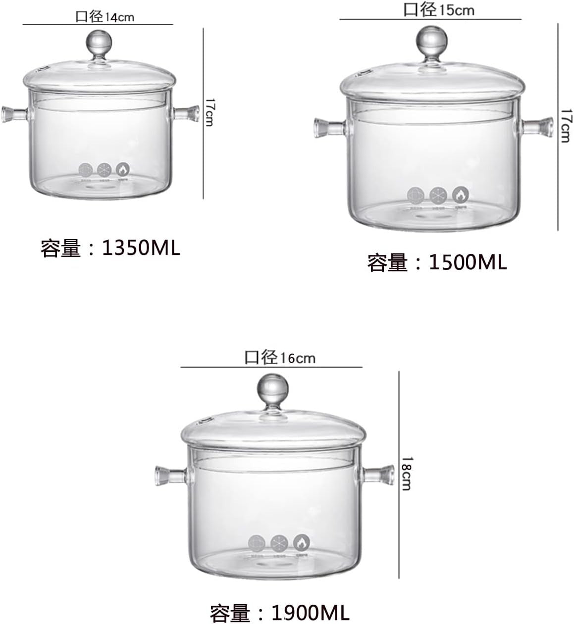 Borosilicate Glass Cooking Pot with Lid & Handle