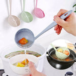 2 In 1 Long Handle Soup Spoon | Home Strainer | Cooking Colander | Kitchen Scoop Plastic Ladle Tableware Sifter