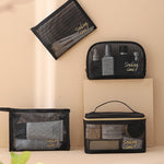 5 Pack Mesh Makeup Bag Combo – Transparent Travel Cosmetic & Toiletry Organizers
