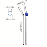 Heart Shape Glass Drinking Straws Set 5pcs Pakistan – Colorful Reusable Glass Straws with Cleaning Brush for Smoothies & Iced Coffee