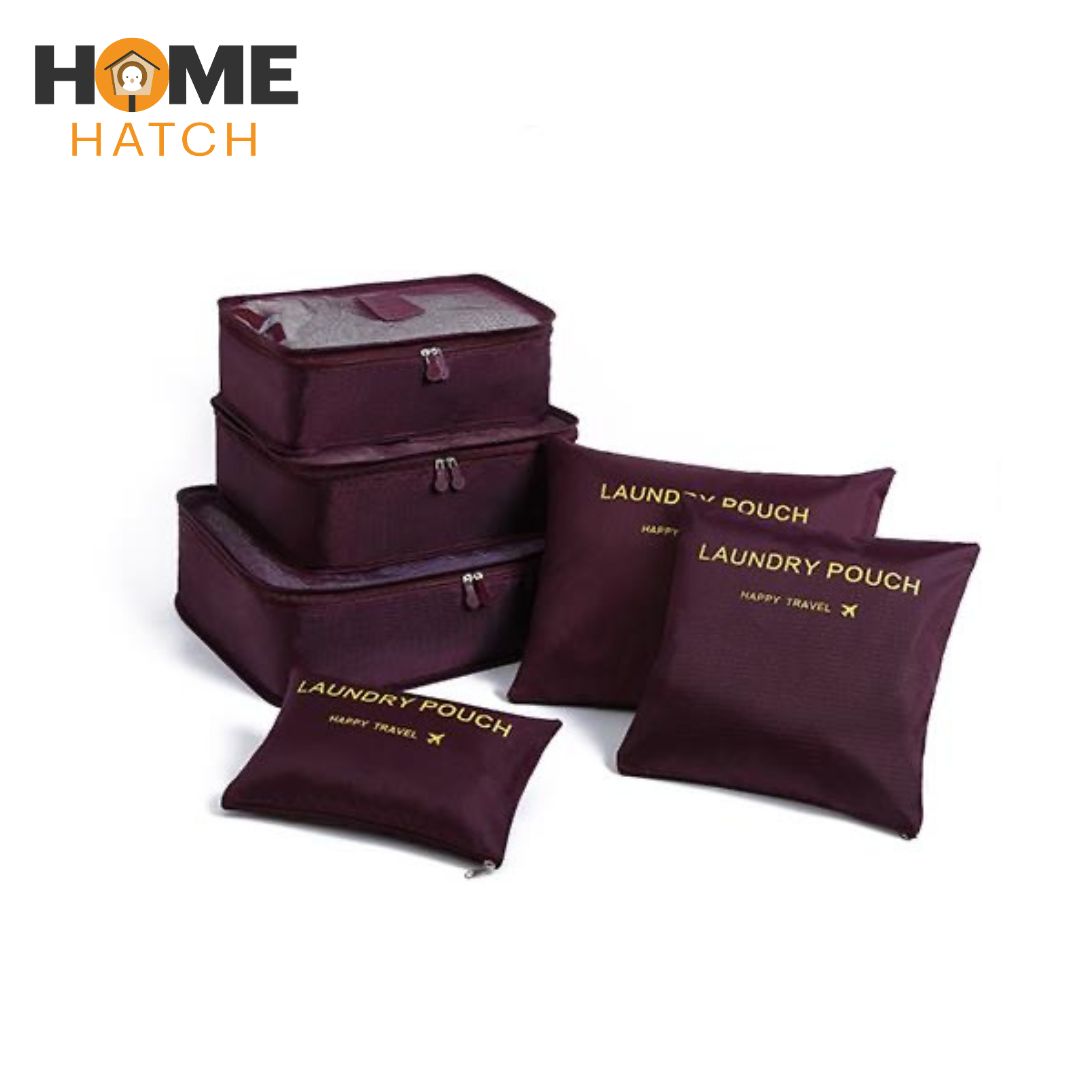 6-Piece Travel Organizer Storage Bags Set – Luggage Packing Cubes & Pouches