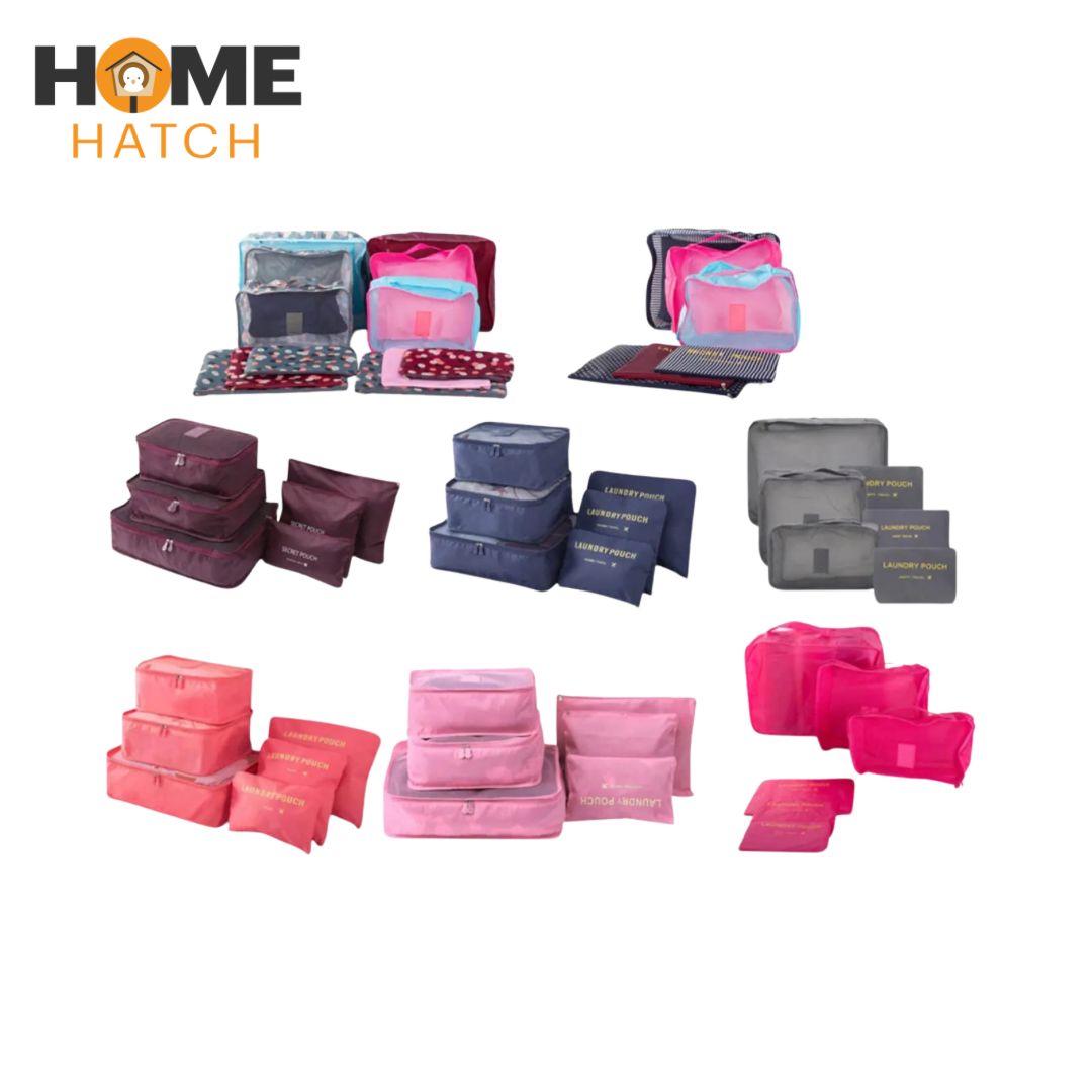 6-Piece Travel Organizer Storage Bags Set – Luggage Packing Cubes & Pouches