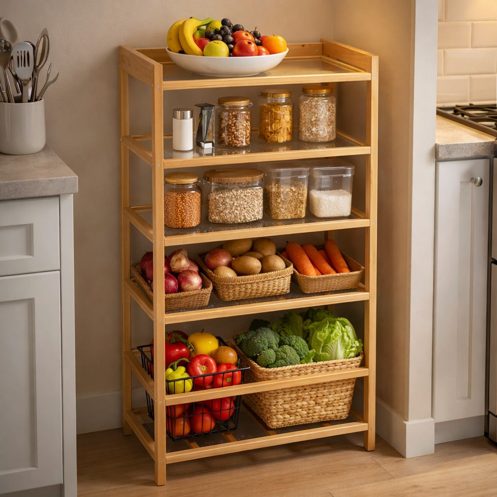 6-tier premium bamboo shoe rack multi-purpose wooden storage organizer Home Hatch Pakistan