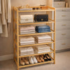 6-Tier Premium Bamboo Shoe Rack – Multi-Purpose Wooden Storage Organizer